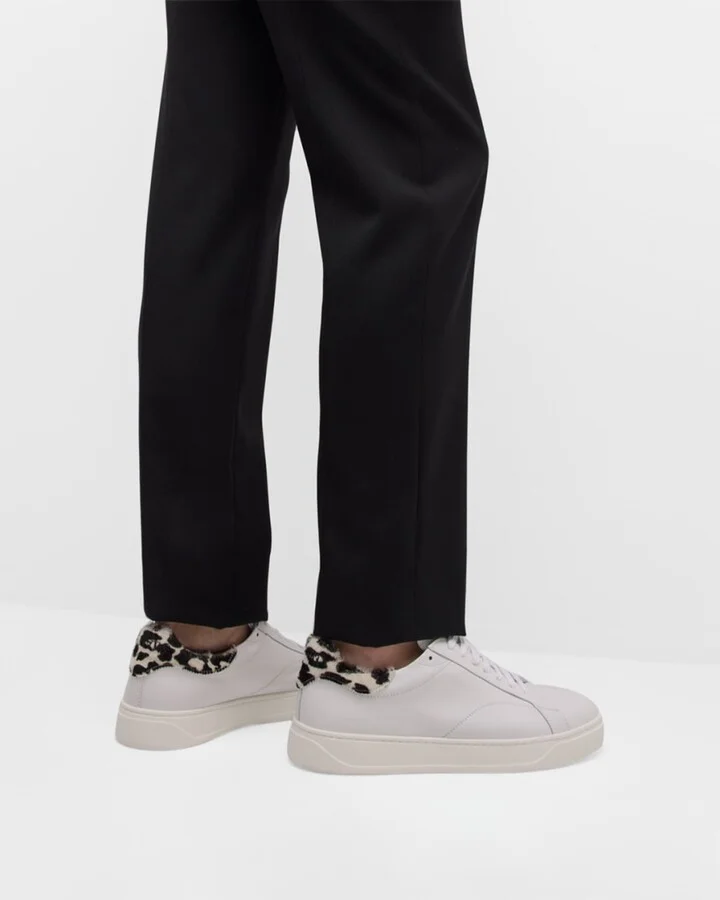 Men's DDB0 Leather and Calf Hair Low-Top Sneakers - Image 9