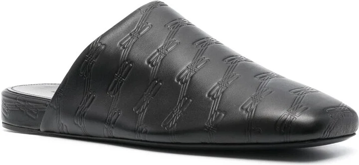 Men's Debossed-Logo Leather Mules - Image 2