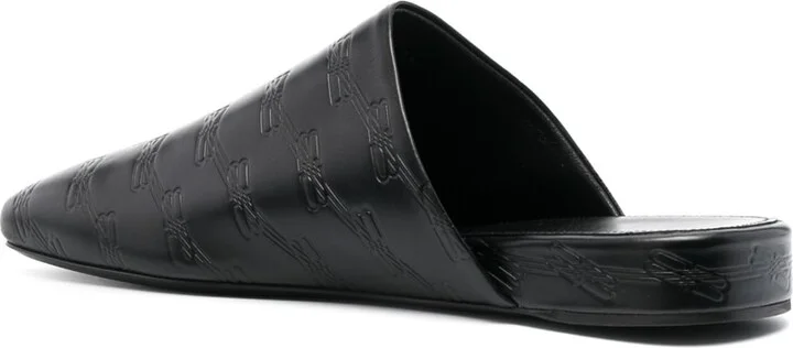 Men's Debossed-Logo Leather Mules - Image 3