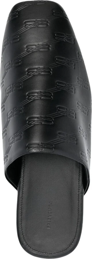 Men's Debossed-Logo Leather Mules - Image 4