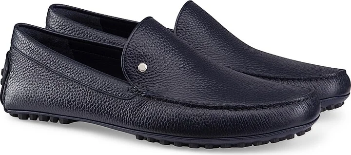 Men's Deer and Calfskin Leather Driving Shoes - Navy - Size 5 - Image 2