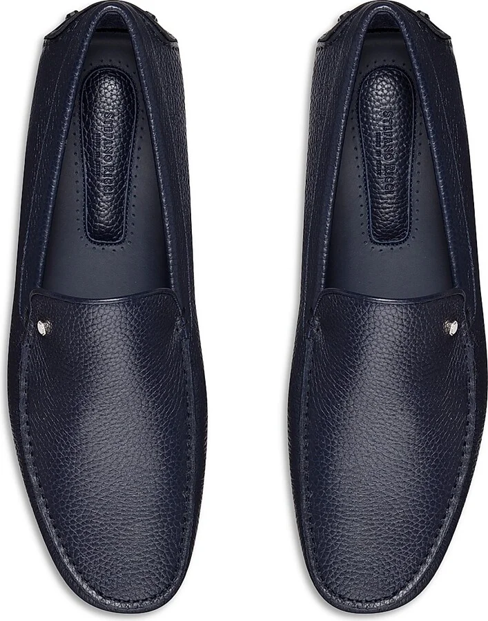 Men's Deer and Calfskin Leather Driving Shoes - Navy - Size 5 - Image 4