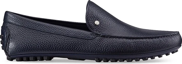 Men's Deer and Calfskin Leather Driving Shoes - Navy - Size 5