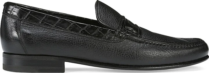Men's Deer and Crocodile Leather Moccasins - Navy - Size 5 - Image 10