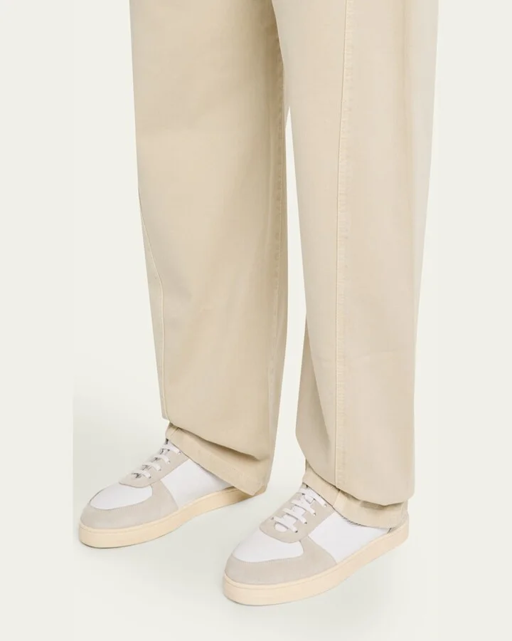 Men's Deerskin and Suede Low-Top Sneakers - Image 3