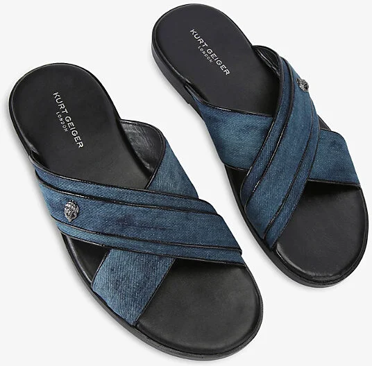 Mens Denim Bond Leather Sandals Eur 43 / 9 Uk Men - Image 2
