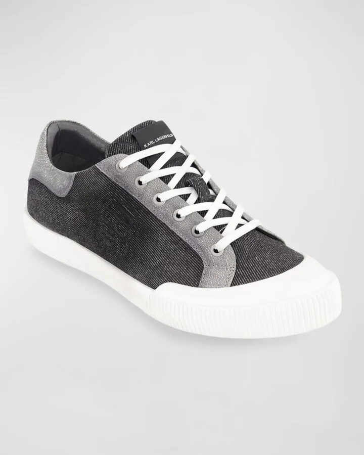 Men's Denim Side Logo Low-Top Sneakers - Image 2