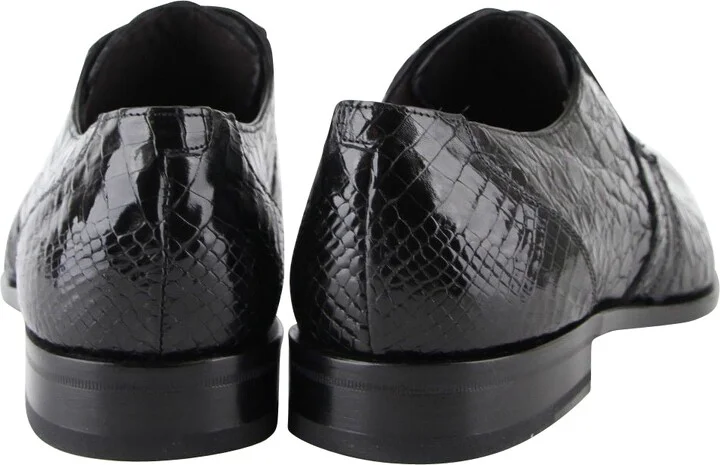 Men's Derby Lace Up Black Crocodile Dress Shoes - Image 5