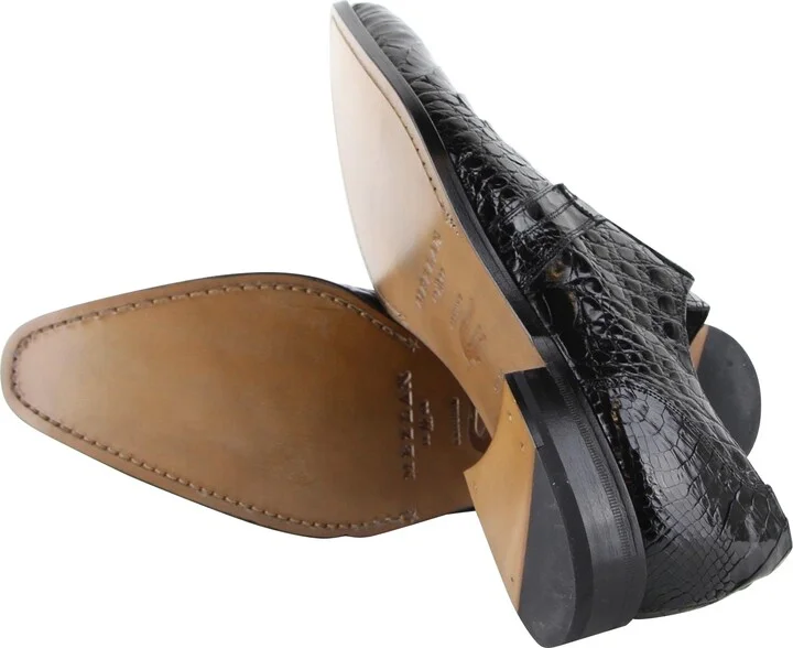 Men's Derby Lace Up Black Crocodile Dress Shoes - Image 8