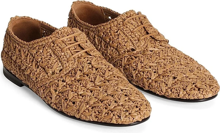 Men's Derby Woven Lace-Up Shoes - Camel - Size 9 - Image 2