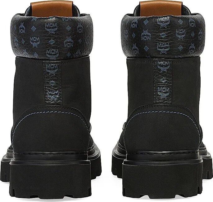 Men's Diamond Trim Leather Ankle Boots - Black - Size 8 - Image 3