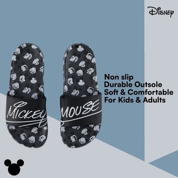 Mens Disney Mickey Mouse Slide Sandals - Mickey Mouse Shoes - Mickey, Minnie, Goofy, Donald, and Daisy Slides (Black, 6/7) - Image 2