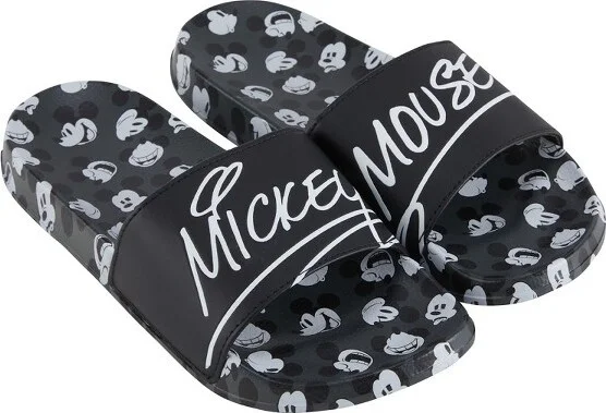 Mens Disney Mickey Mouse Slide Sandals - Mickey Mouse Shoes - Mickey, Minnie, Goofy, Donald, and Daisy Slides (Black, 6/7)
