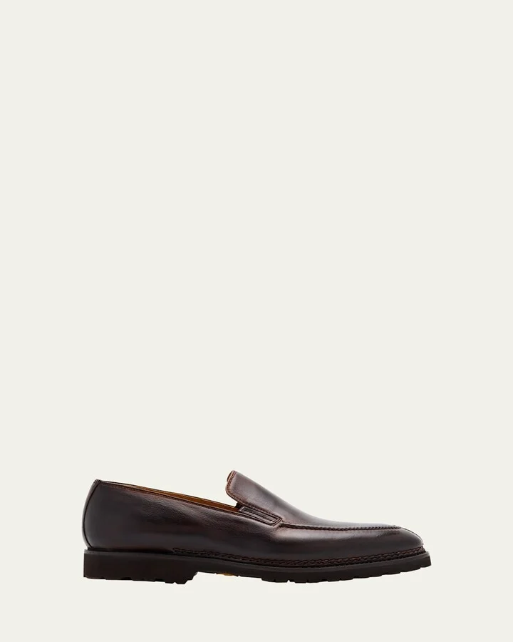 Men's Dome Leather Lug-Sole Loafers