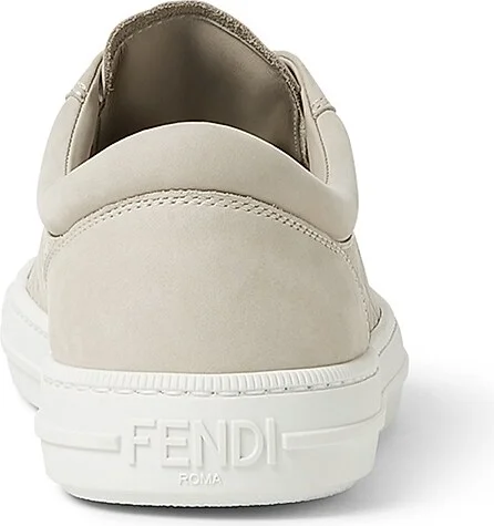 Men's Domino Logo Leather Low-Top Sneakers - Beige - Size 10 - Image 3