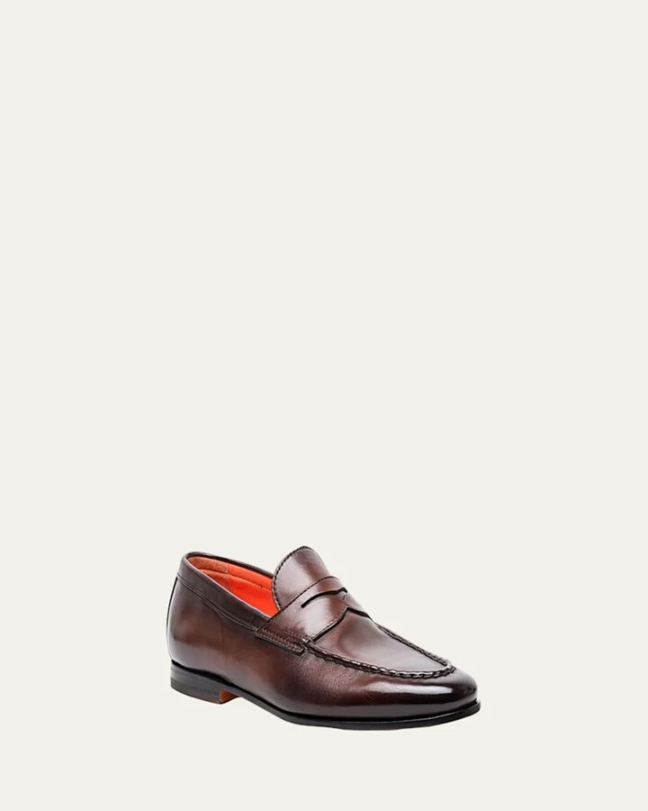 Men's Door Burnished Leather Penny Loafers - Image 2