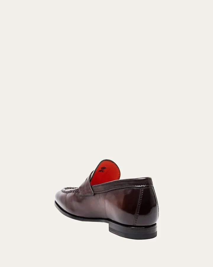 Men's Door Burnished Leather Penny Loafers - Image 4