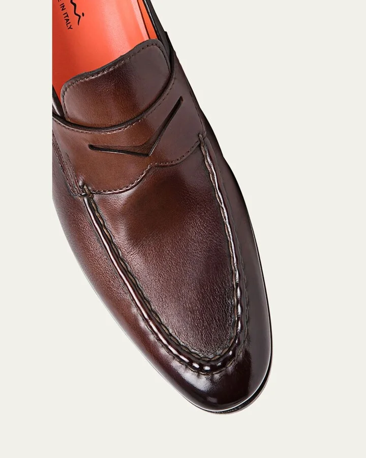 Men's Door Burnished Leather Penny Loafers - Image 5