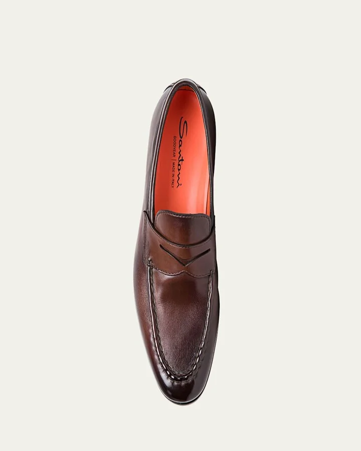 Men's Door Burnished Leather Penny Loafers - Image 11