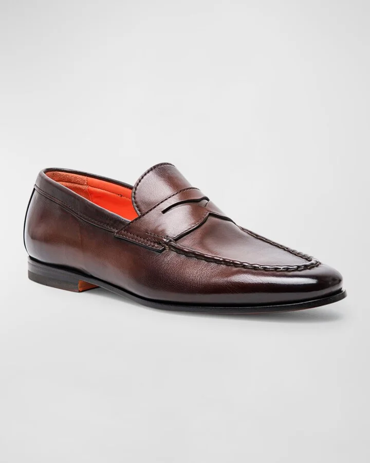 Men's Door Burnished Leather Penny Loafers - Image 2
