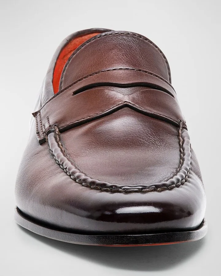 Men's Door Burnished Leather Penny Loafers - Image 3