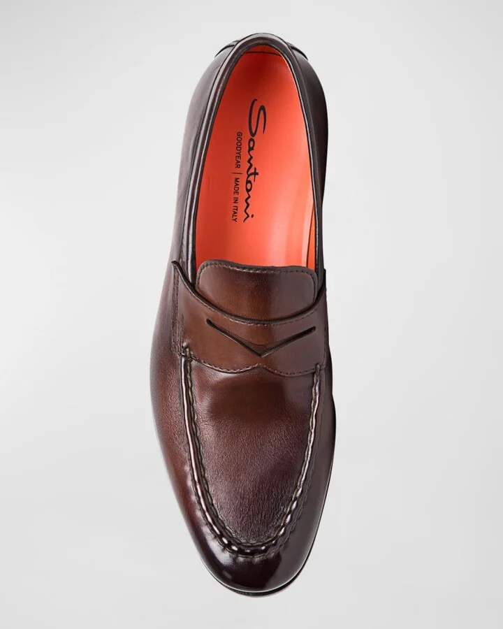 Men's Door Burnished Leather Penny Loafers - Image 4