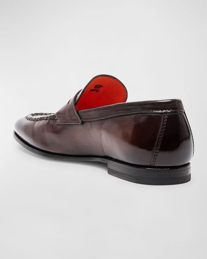 Men's Door Burnished Leather Penny Loafers - Image 5
