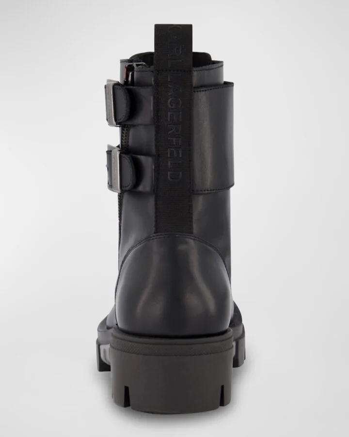 Men's Double-Buckle Monk Leather Combat Boots - Image 2