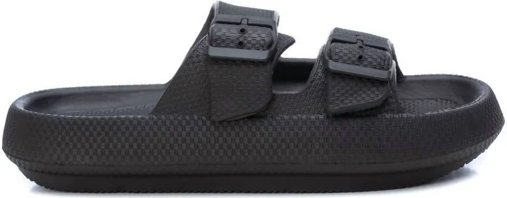 Men's Double Buckle Slides In Black