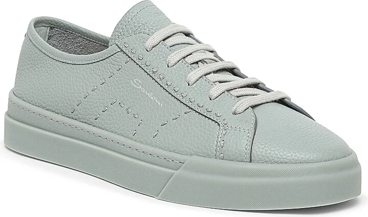 Men's Double Buckle Zoom Leather Low-Top Sneakers - Grey - Size 7 - Image 2