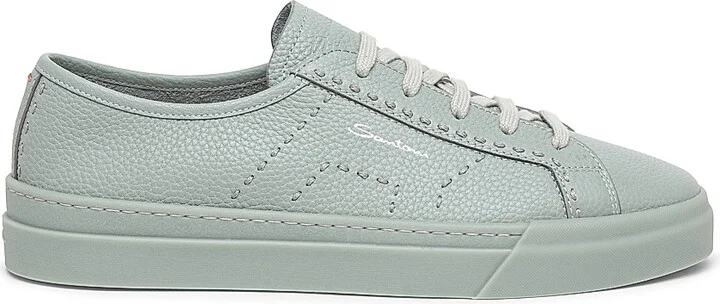 Men's Double Buckle Zoom Leather Low-Top Sneakers - Grey - Size 7