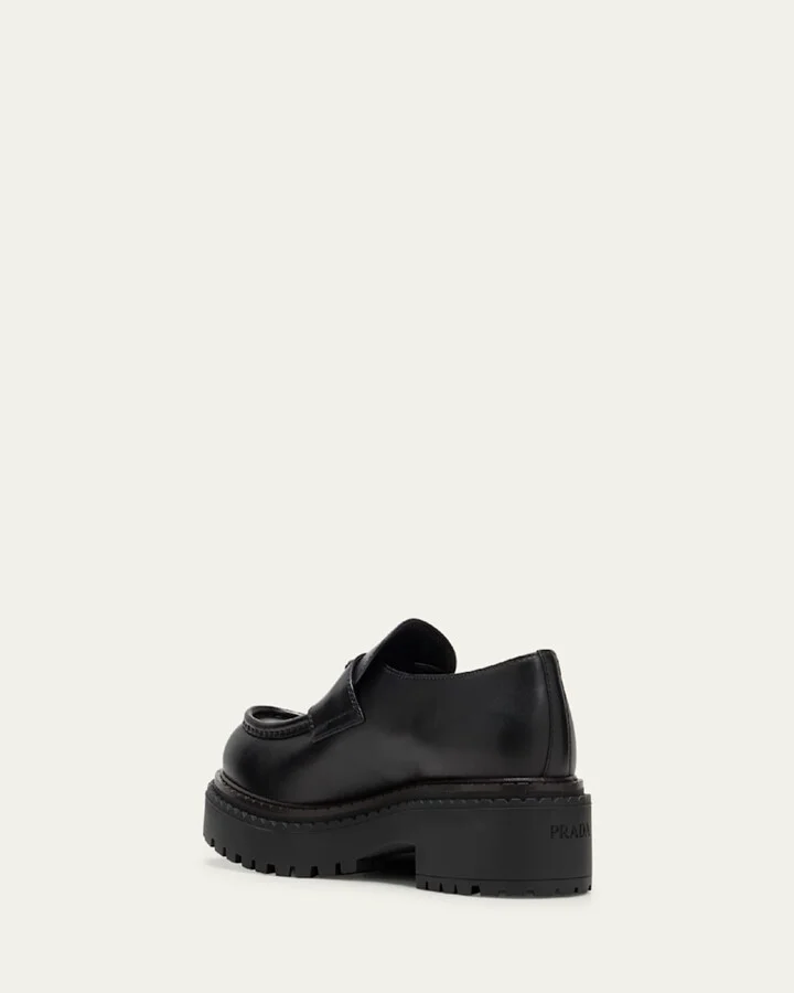 Men's Double Chocolate Leather Penny Loafers - Image 3