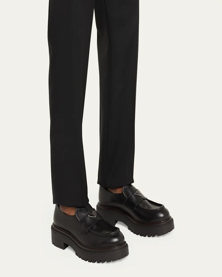 Men's Double Chocolate Leather Penny Loafers - Image 4