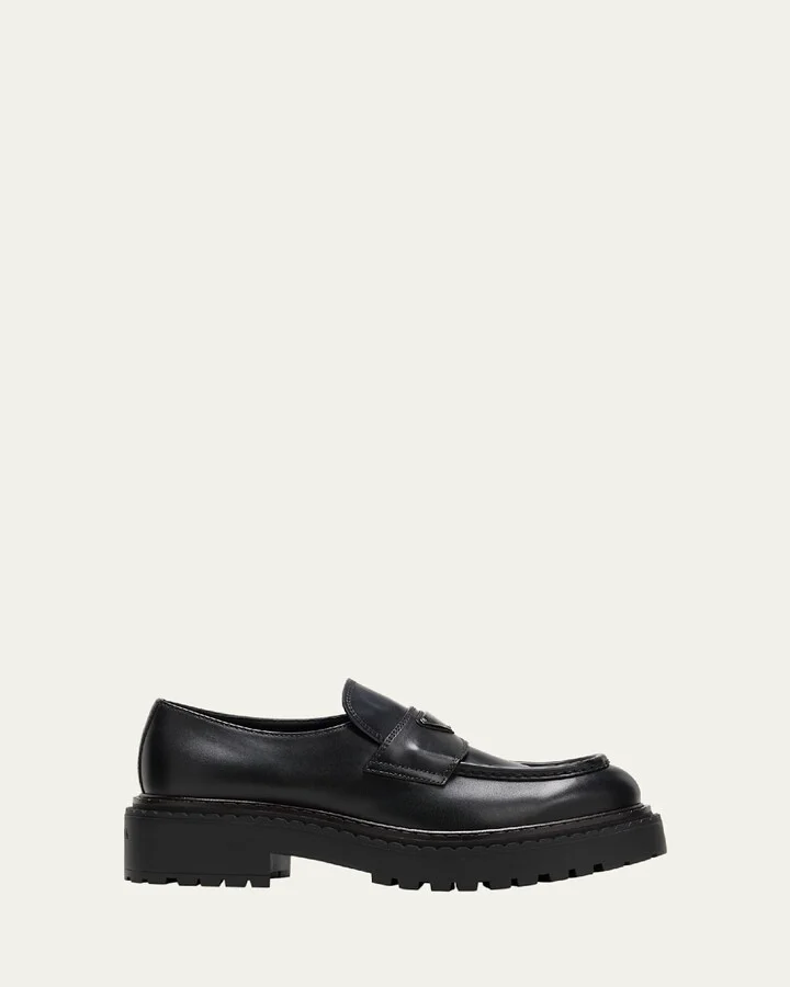 Men's Double Chocolate Leather Penny Loafers