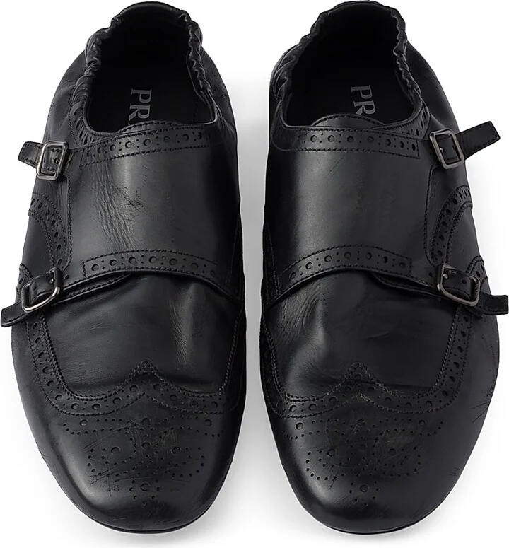 Men's Double Monk Strap Shoes - Black - Size 7 - Image 2