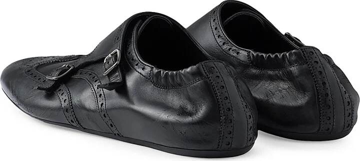 Men's Double Monk Strap Shoes - Black - Size 7 - Image 3