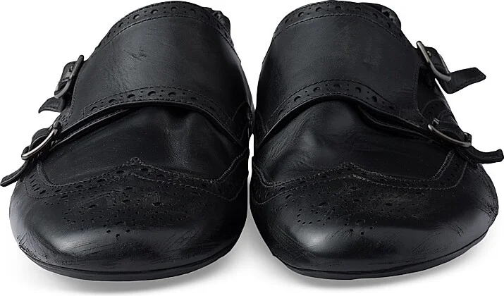 Men's Double Monk Strap Shoes - Black - Size 7 - Image 4