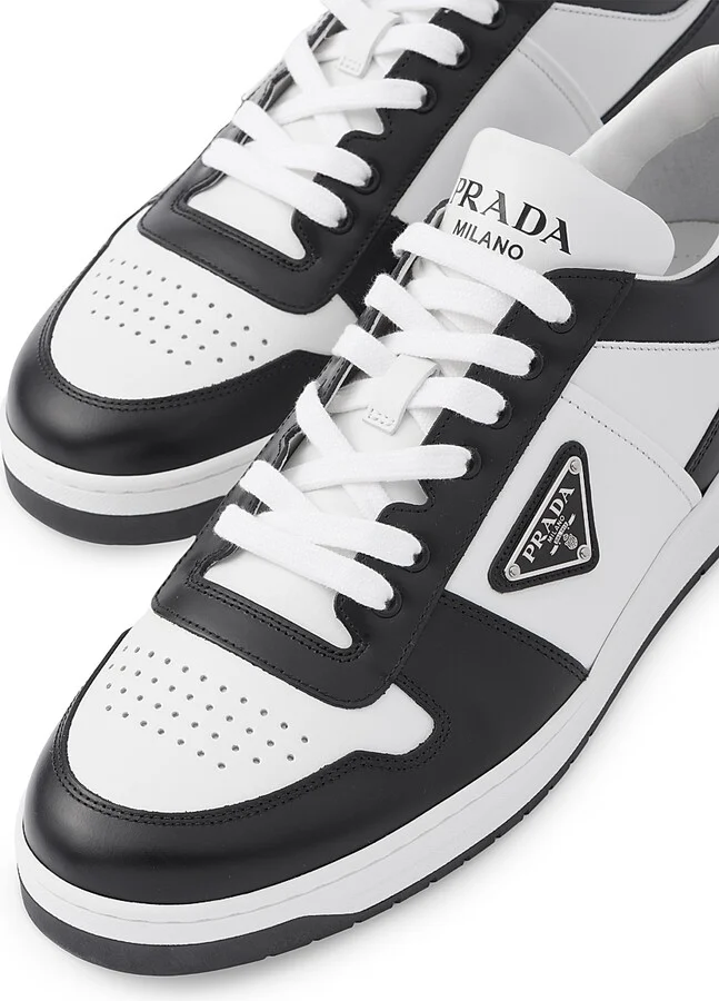 Men's Downtown Leather Sneakers - White Black - Size 6 - Image 5