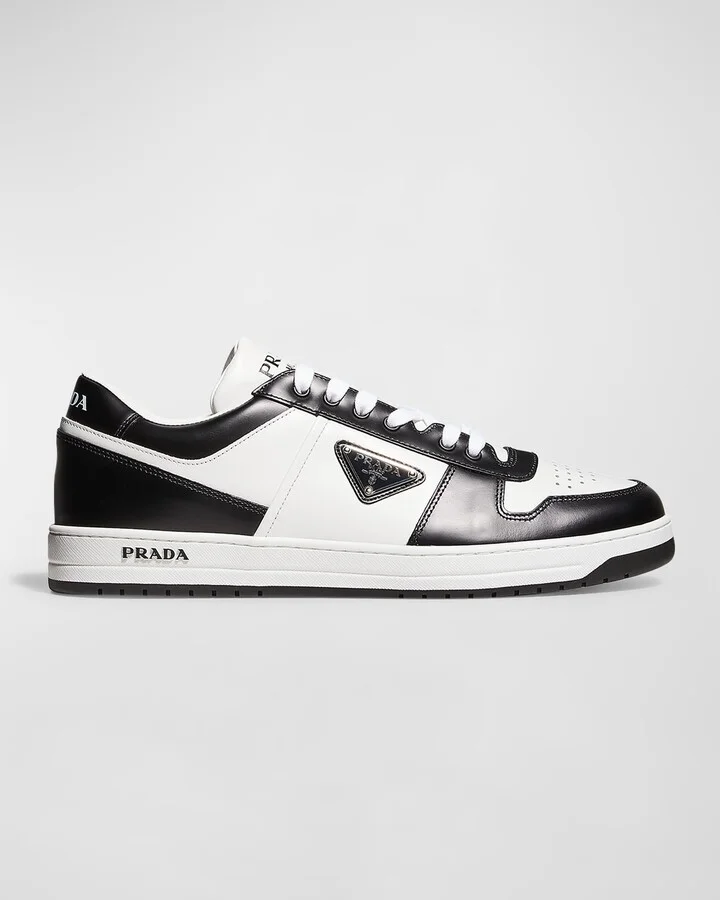 Men's Downtown Logo Leather Low-Top Sneakers