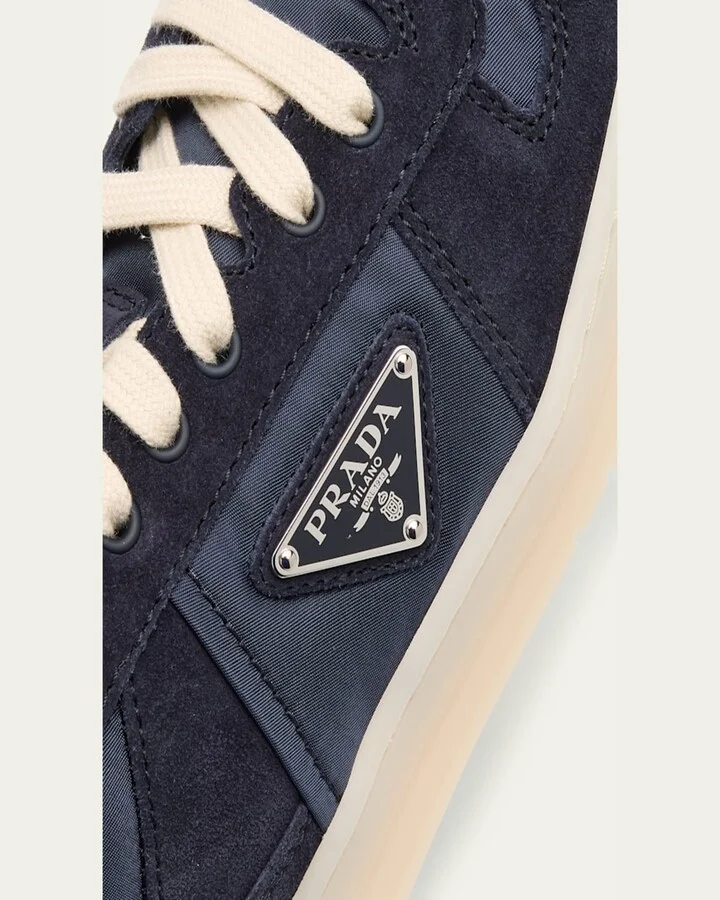 Men's Downtown Nylon and Suede Low-Top Sneakers - Image 4