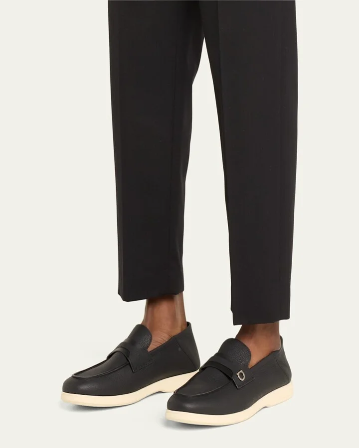 Men's Drame Leather Gancio Penny Loafers - Image 4