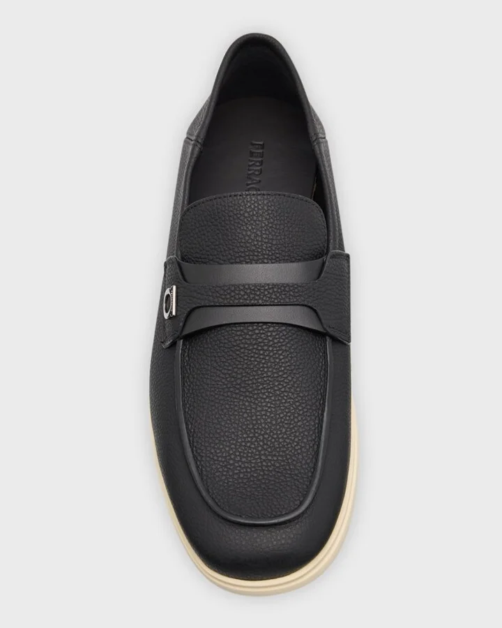 Men's Drame Leather Gancio Penny Loafers - Image 3