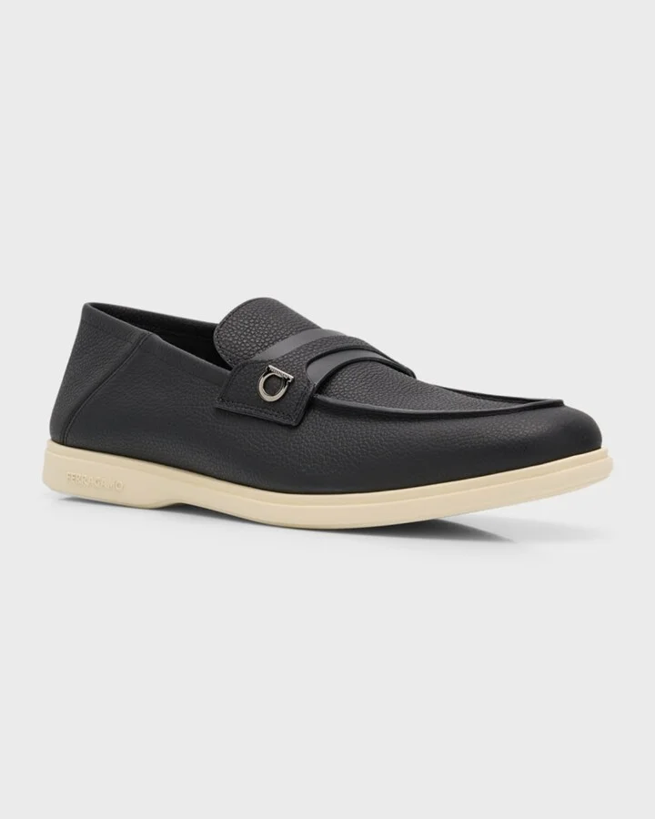 Men's Drame Leather Gancio Penny Loafers - Image 4