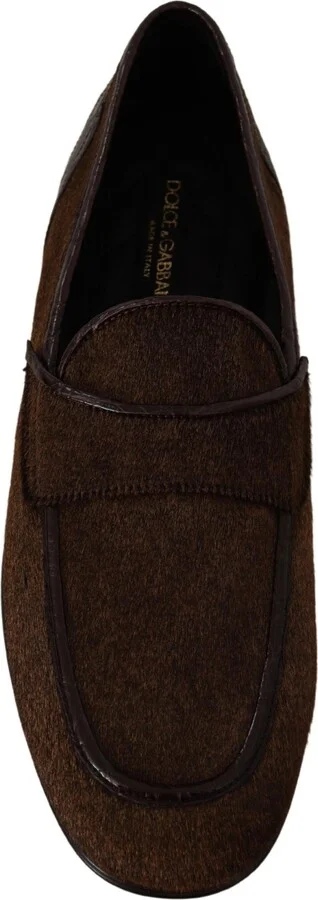 Men's Dress Loafers Brown Leather Slip Men's Shoes - Image 3
