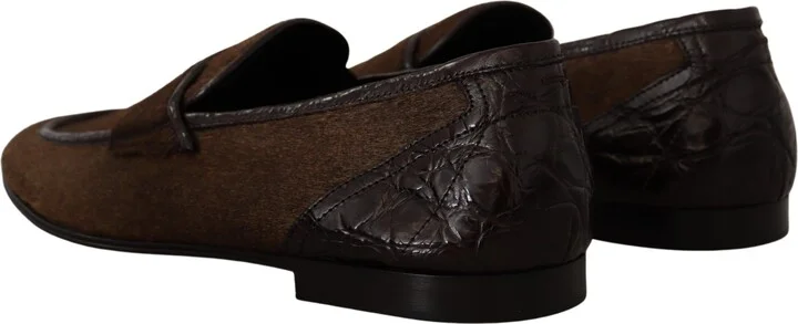 Men's Dress Loafers Brown Leather Slip Men's Shoes - Image 6