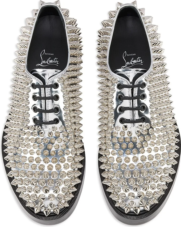 Men's DT Croydon Laminated Leather Oxford Shoes - Silver - Size 7 - Image 4