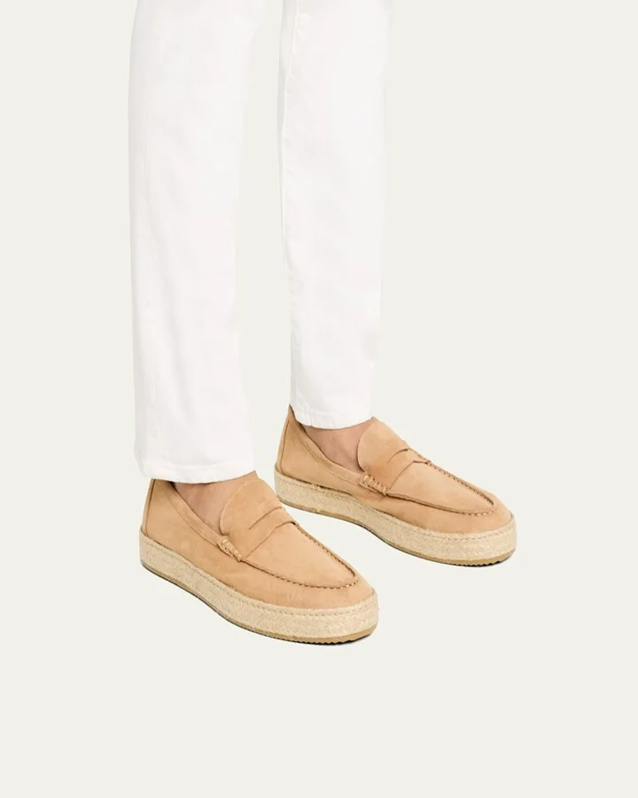 Men's Dylan Weatherproof Suede and Raffia Slip-On Sneakers - Image 7