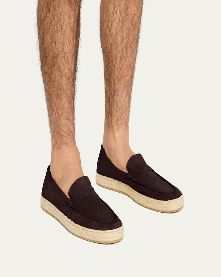 Men's Dylan Weatherproof Suede and Raffia Slip-On Sneakers - Image 11