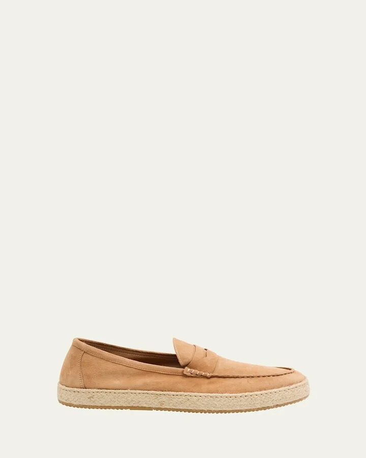 Men's Dylan Weatherproof Suede and Raffia Slip-On Sneakers