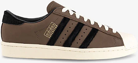 Mens Earth Strata Core Black Superstar Vintage Panelled Suede Trainers 5.5